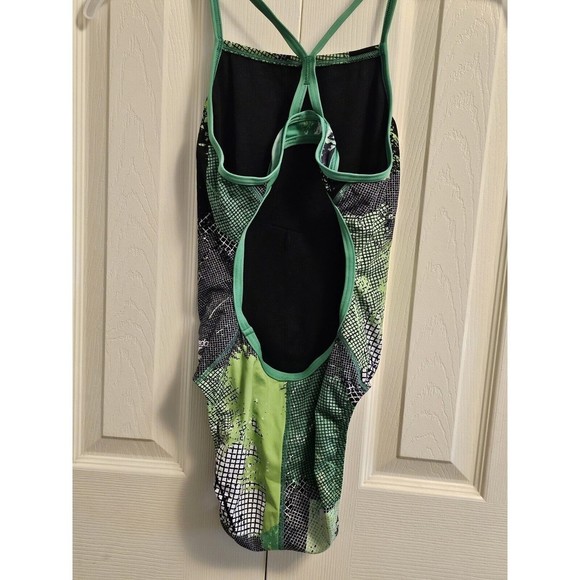 Speedo Endurance+ Womens Size 30 (4) Green Black One Piece Bathing Swimsuit - Picture 12 of 13